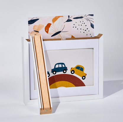 Kids Art Frame | Memory Box for 160+ Artworks | Solid Wood Display & Storage